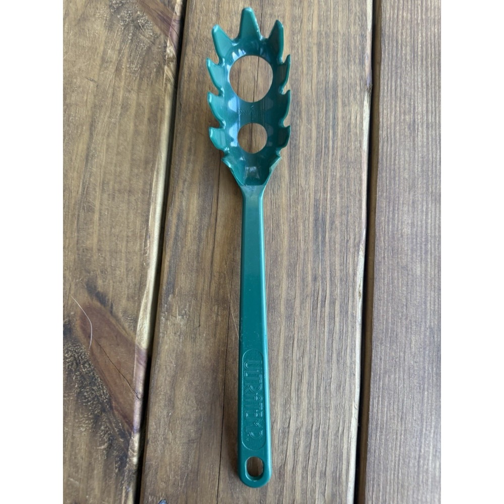 Vintage 1970s MCM Ultratemp Pasta Server Spaghetti Fork 2117 Green 11.5"